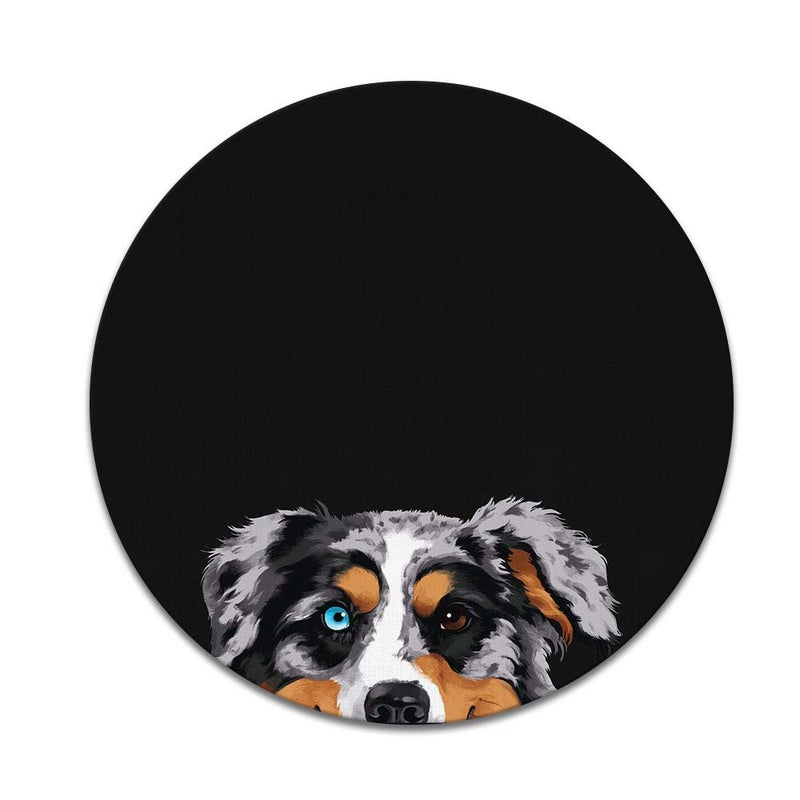 WIRESTER Non-Slip Round Mousepad, WIRESTER Merle Aussie Australian Shepherd Dog Mouse Pad for Home, Office and Gaming Desk - Image 2